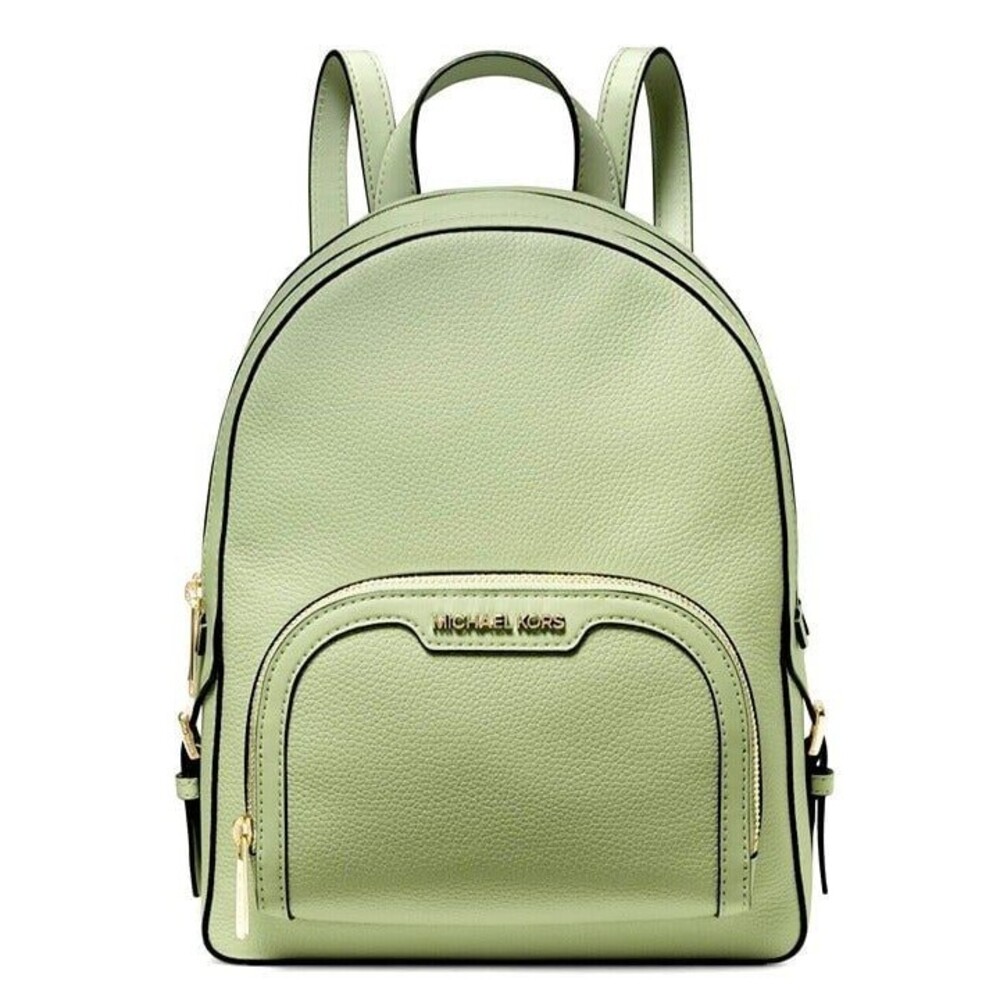 New Michael Kors Jaycee Medium Zip Pocket Backpack Leather Light Sage